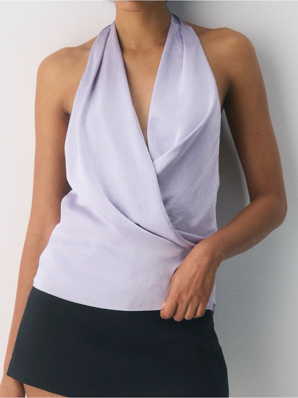 Martini Satin Halter Top by Wilfred (Aritzia) in color Wildflower Lilac